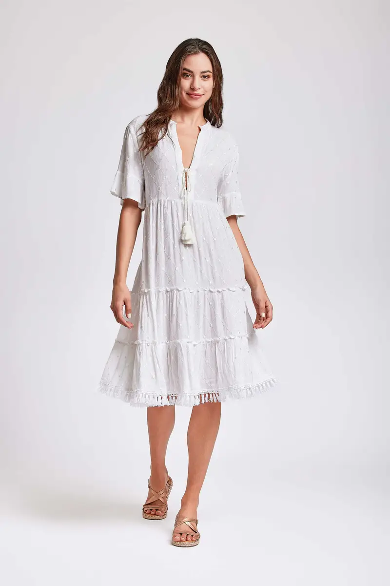 ABITO A MANICHE CORTE CAPRI | Colore Bianco |