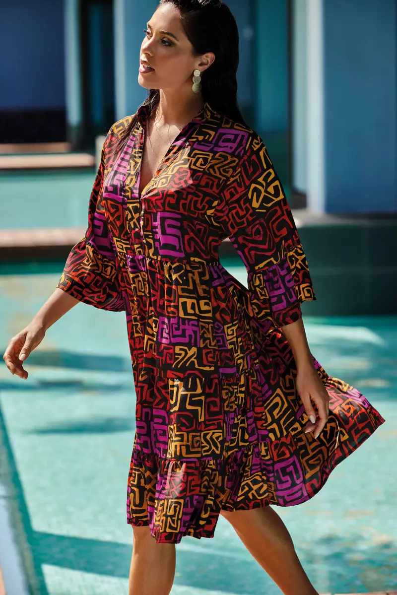 ABITO CAMICIA CON MANICHE CON VOLANT DESIREE | Colore Multi |