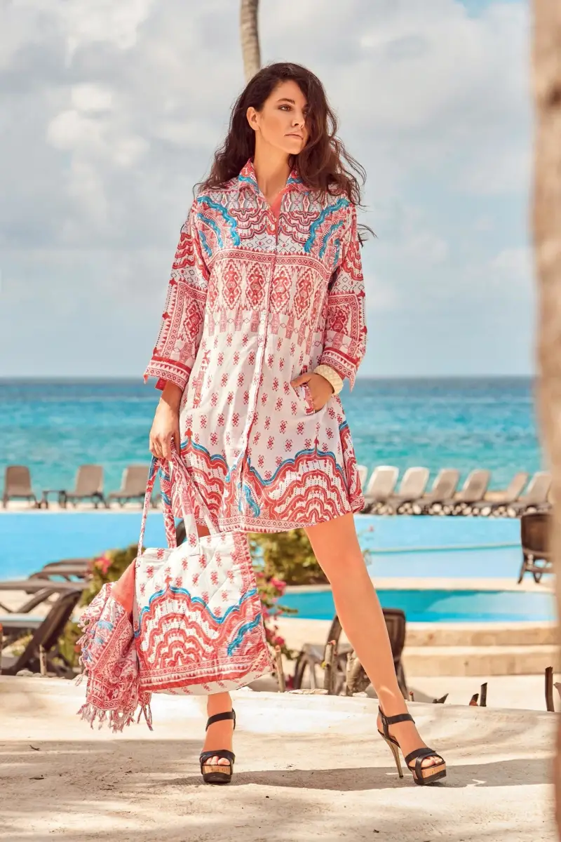 ABITO CAMICIA IN FANTASIA CORALLO | Colore Multi |