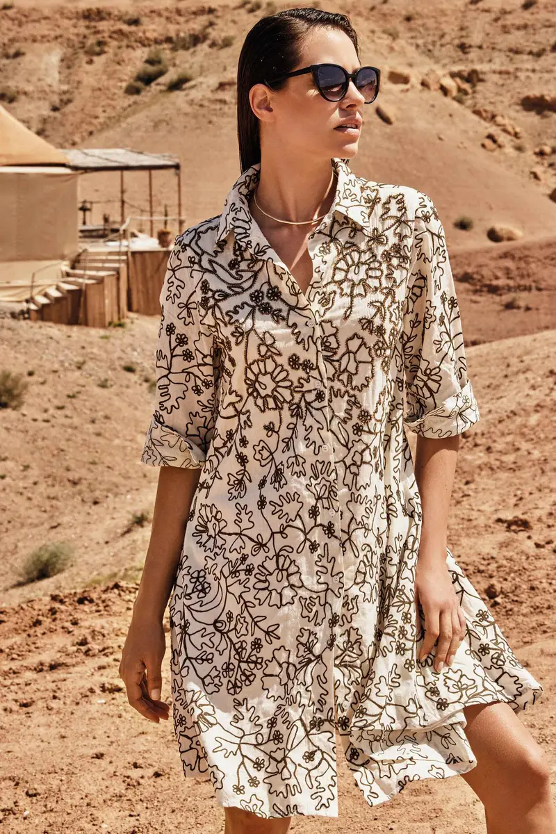 ABITO CAMICIA RICAMATO A MANO | Colore Multi |