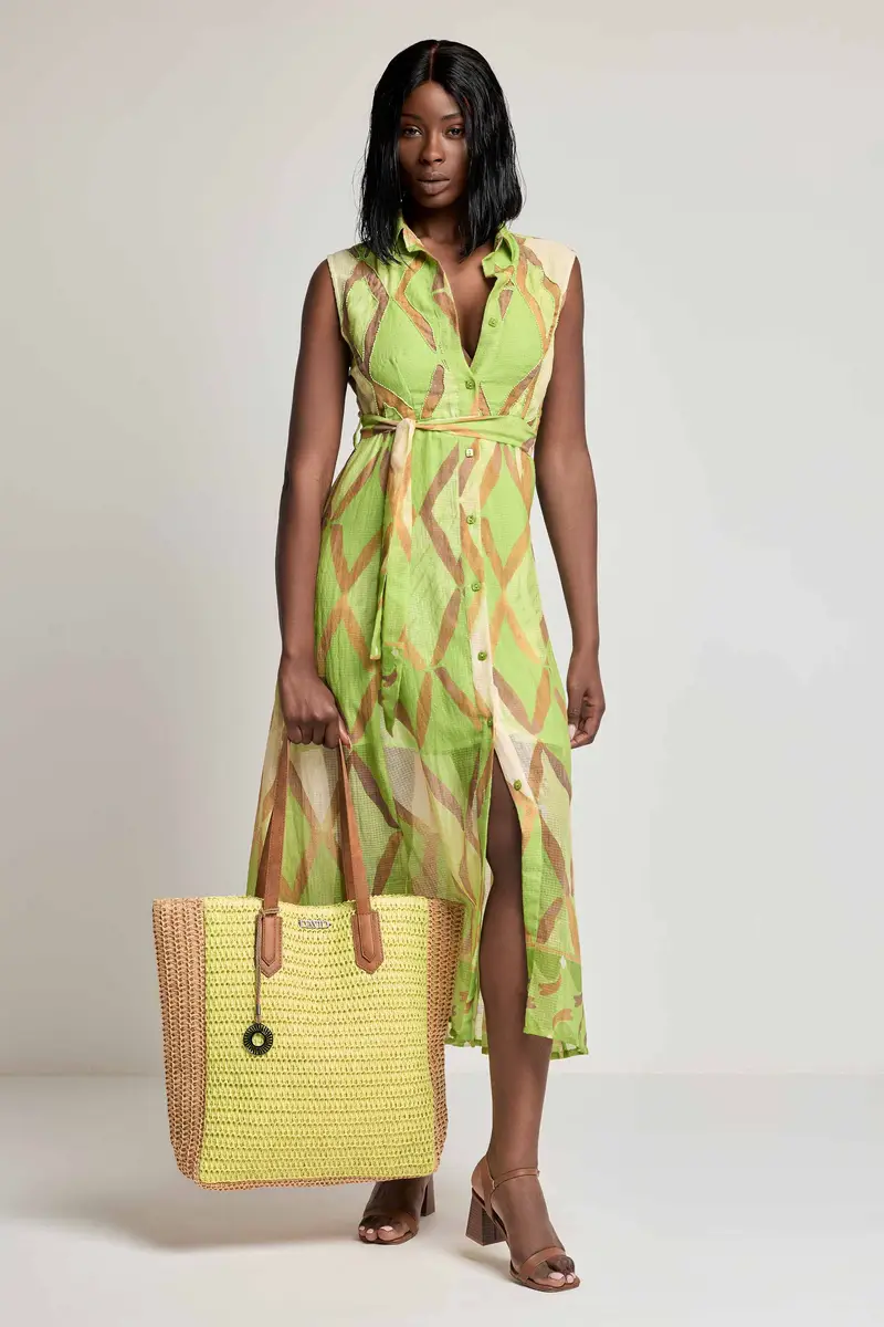 ABITO CAMICIA SMANICATO LUNGO DINA | Colore Verde |