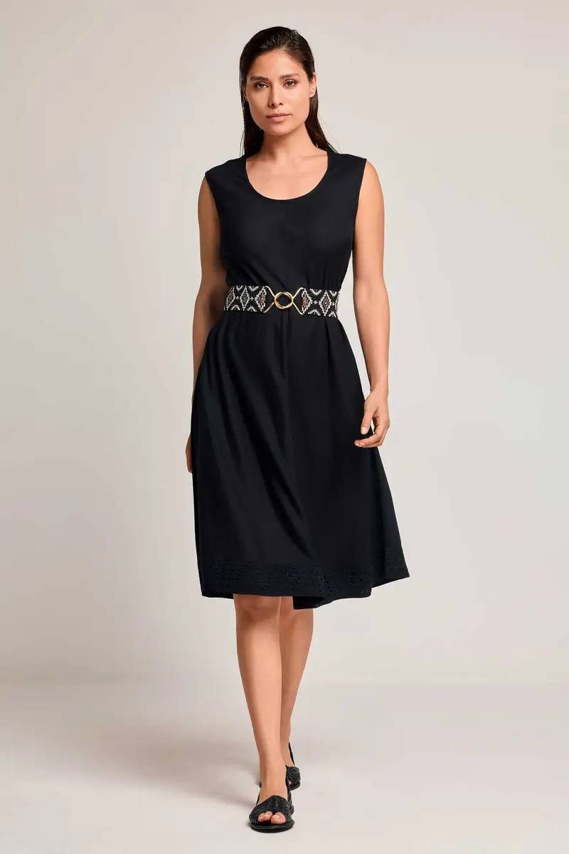 ABITO IN MISTO LINO SMANICATO SCARLETT | Colore Nero |