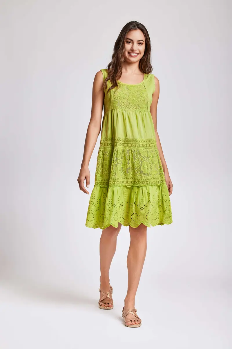 ABITO IN PREGIATO PIZZO SANGALLO | Colore Lime |