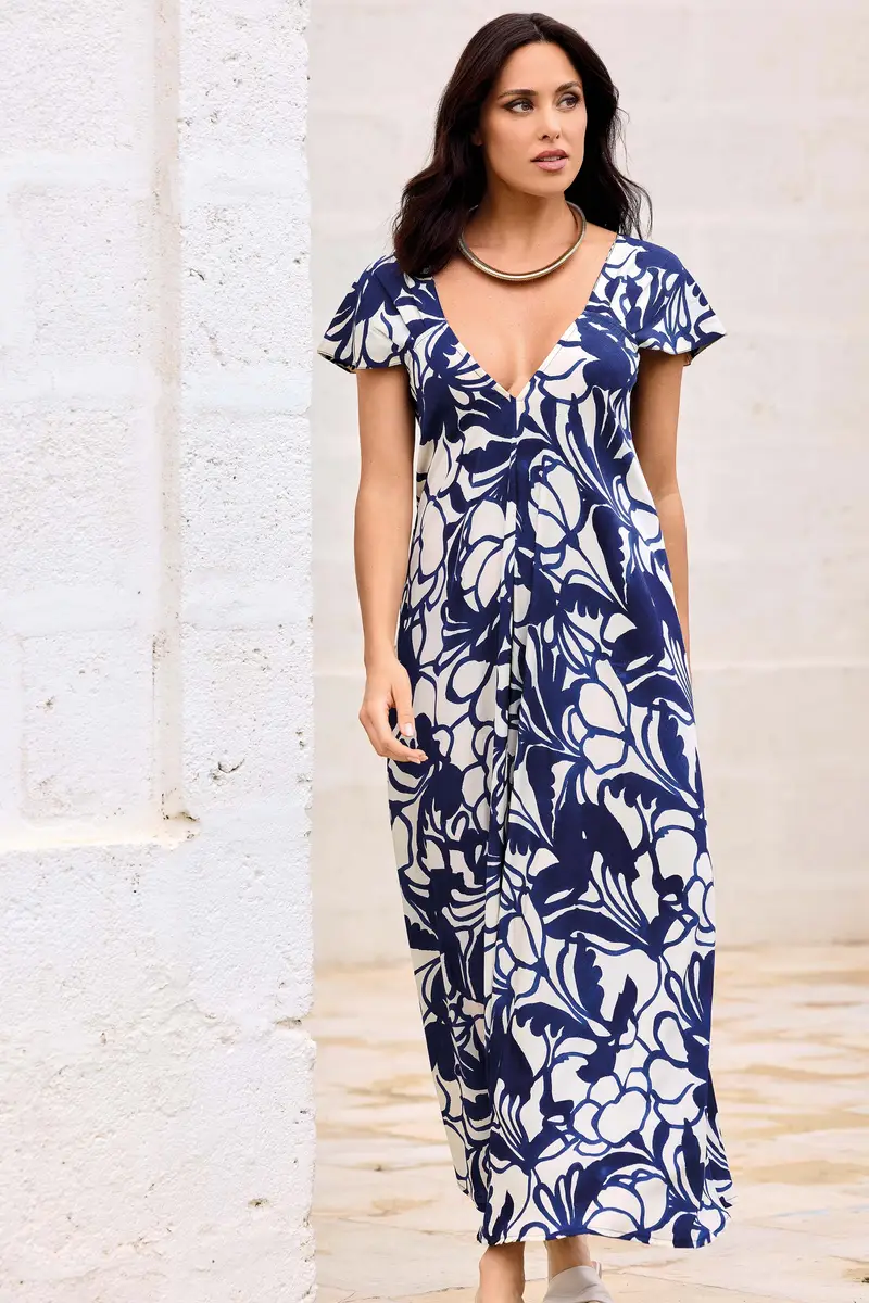 ABITO LUNGO CON SCOLLO A V AURELIA | Colore Multi |