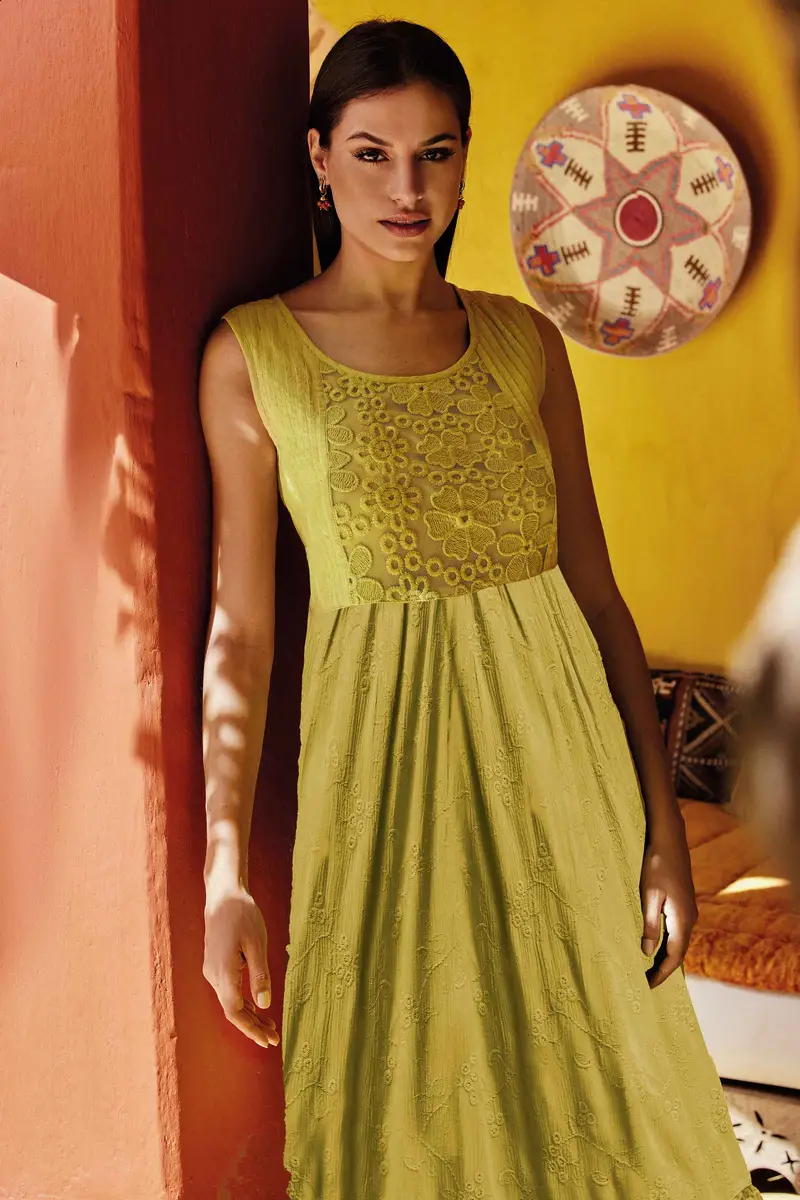 ABITO LUNGO SMANICATO BALI | Colore Lime |