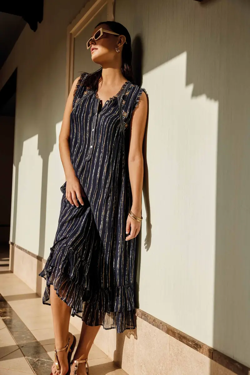 ABITO LUNGO SMANICATO GIOIA | Colore Blu |