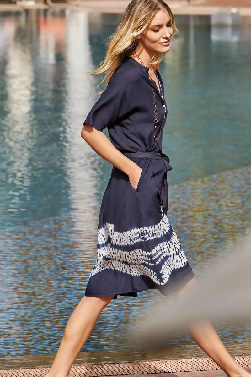 CAFTANO MIDI TIE DYE | Colore Blu |