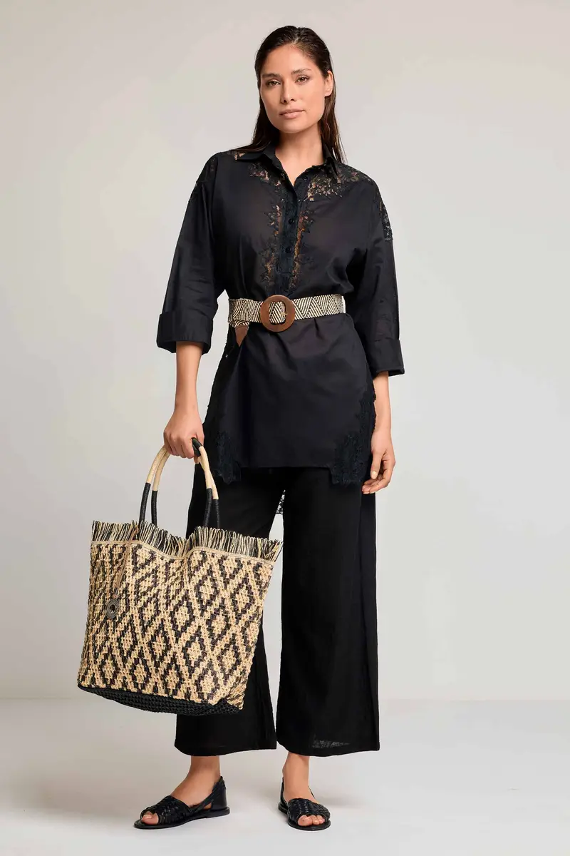 PANTALONI IN MISTO LINO NAXOS | Colore Nero |