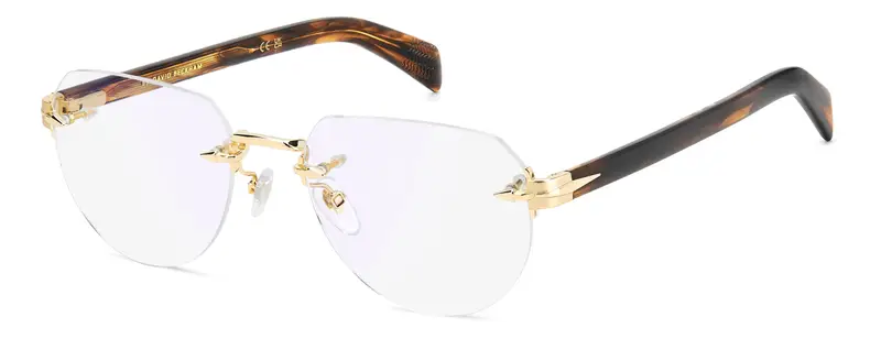 DAVID BECKHAM Uomo DB 7145 T5U Montature da vista Metallo Oro Blu Pilot Normale Specchiato