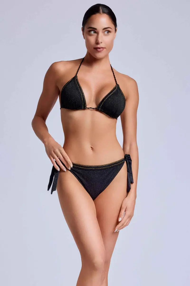 BIKINI A TRIANGOLO TITTI IN LUREX | Colore Nero |