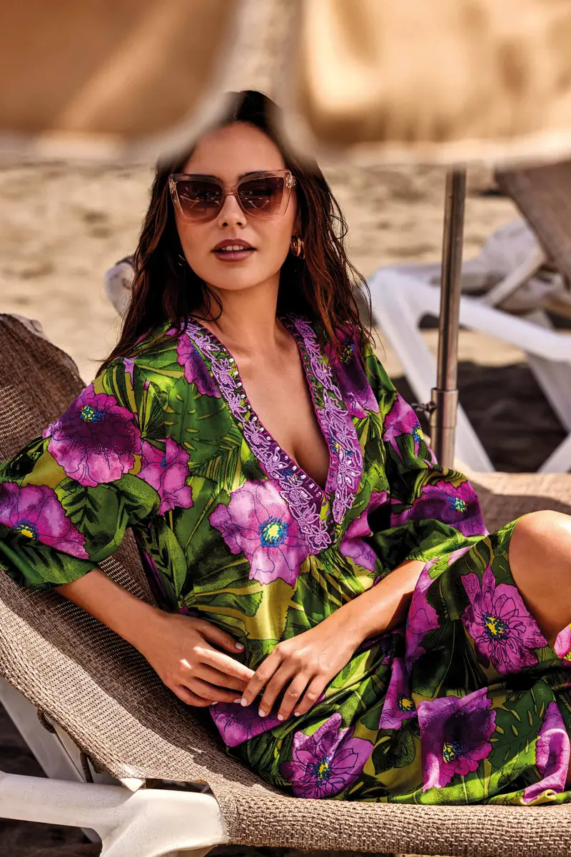 CAFTANO LUNGO VIOLET | Colore Multi |