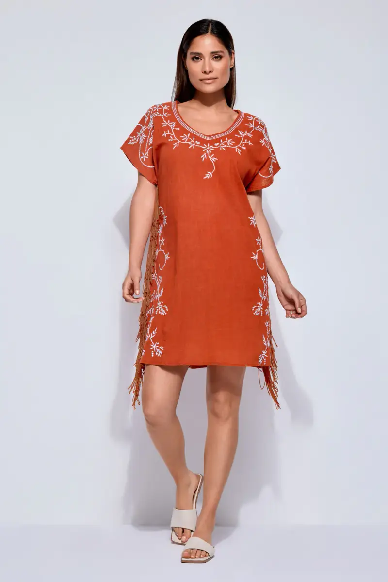 CAFTANO MISTO LINO HARMONIES | Colore Arancio |