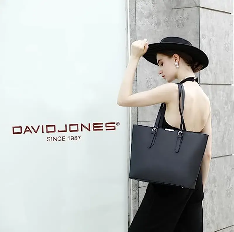 David Jones - Borsa Tote a Spalla Tracolla Shopper Grande Capacità Donna - Manico Lungo PU Pelle - Capiente A4 miniatura 3