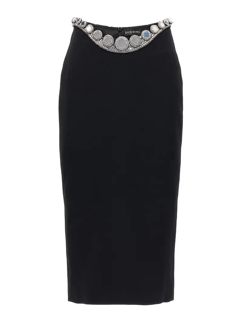 gonna imbottita con ricami a cerchio Nero