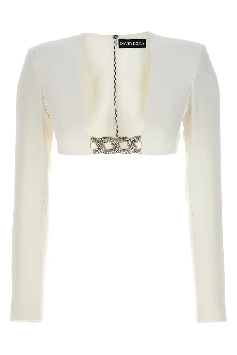 Top 3D Crystsal Chain And Square Neck Bianco