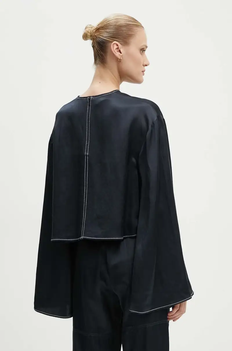 blusa in lino misto Becky - High Shine Blend RD colore blu navy DAY65243309 miniatura 3