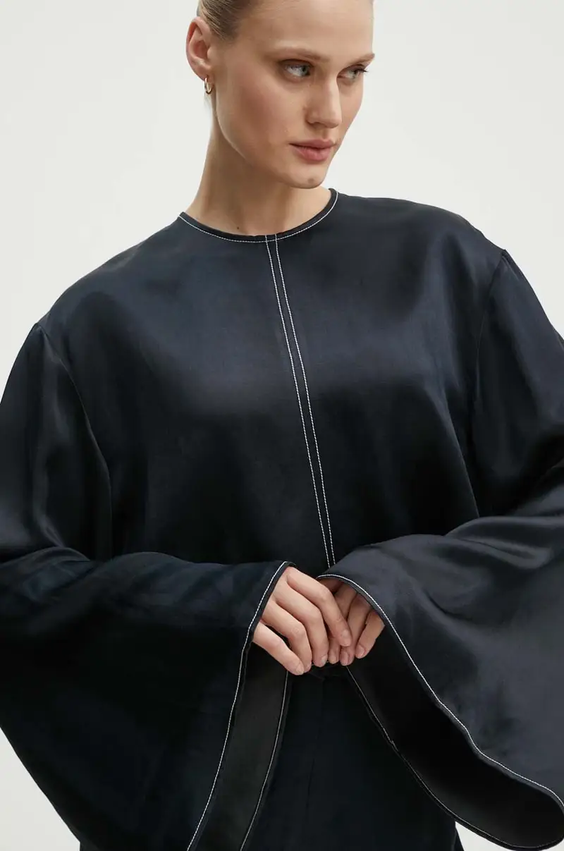 blusa in lino misto Becky - High Shine Blend RD colore blu navy DAY65243309 miniatura 4