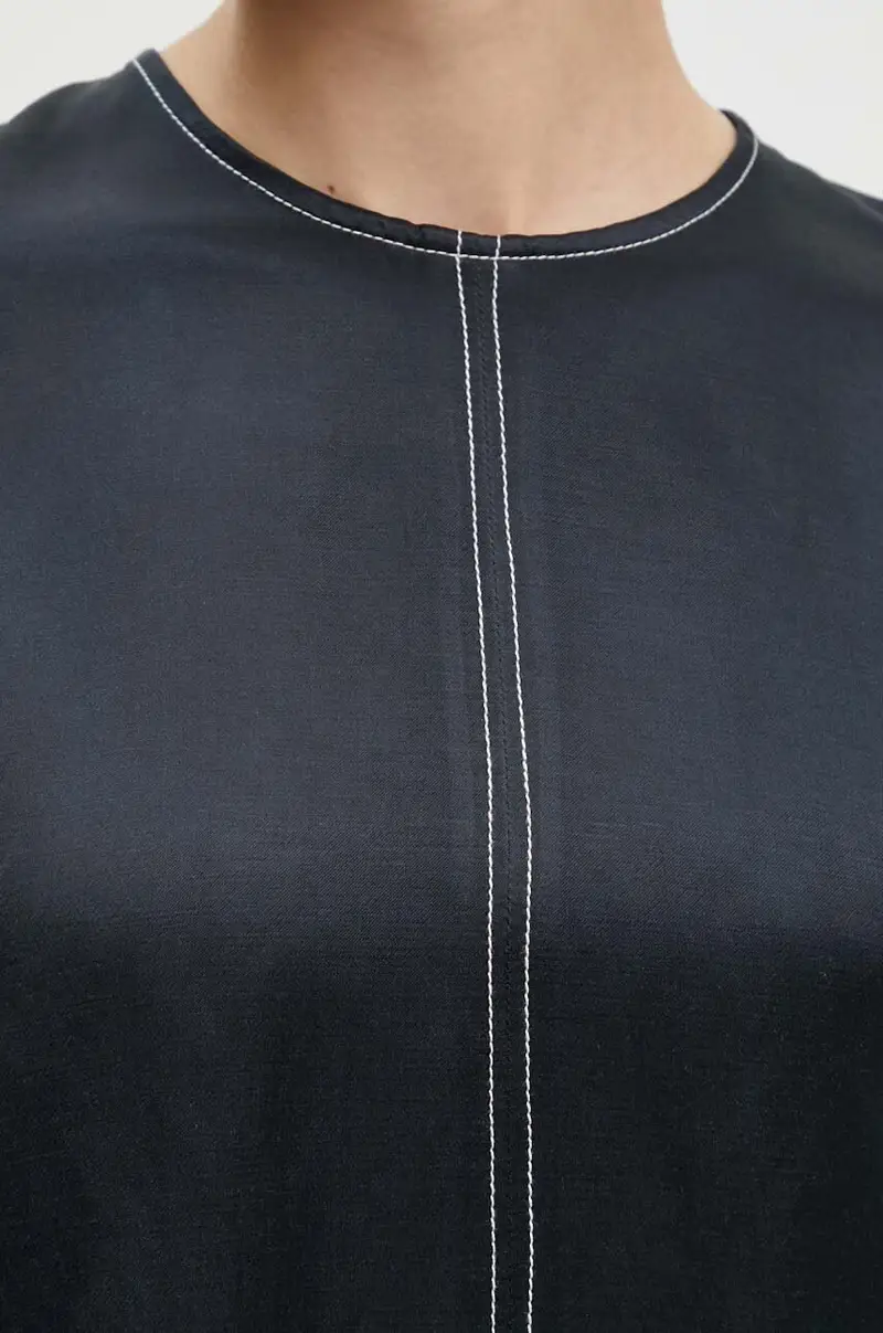 blusa in lino misto Becky - High Shine Blend RD colore blu navy DAY65243309 miniatura 5