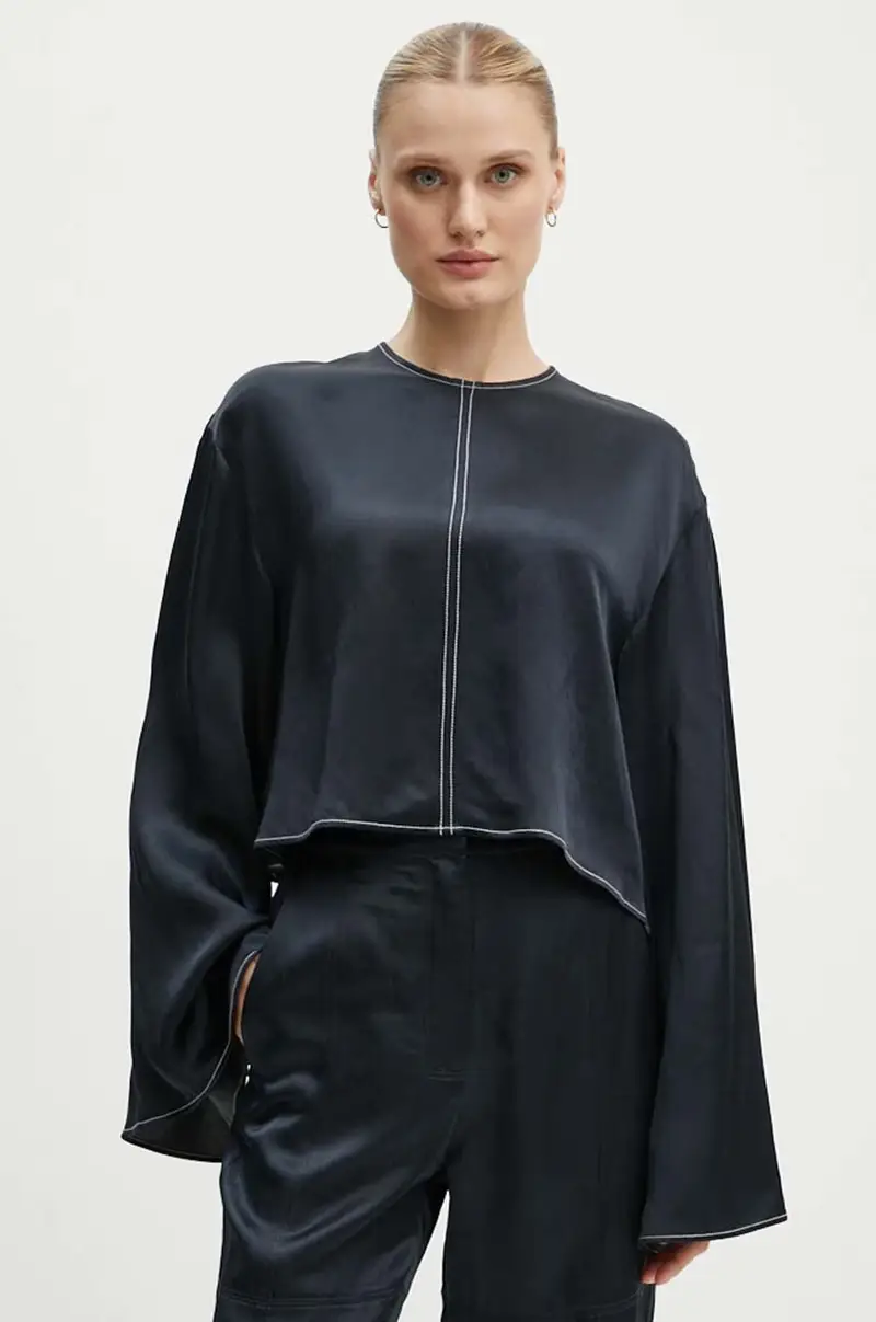 blusa in lino misto Becky - High Shine Blend RD colore blu navy DAY65243309