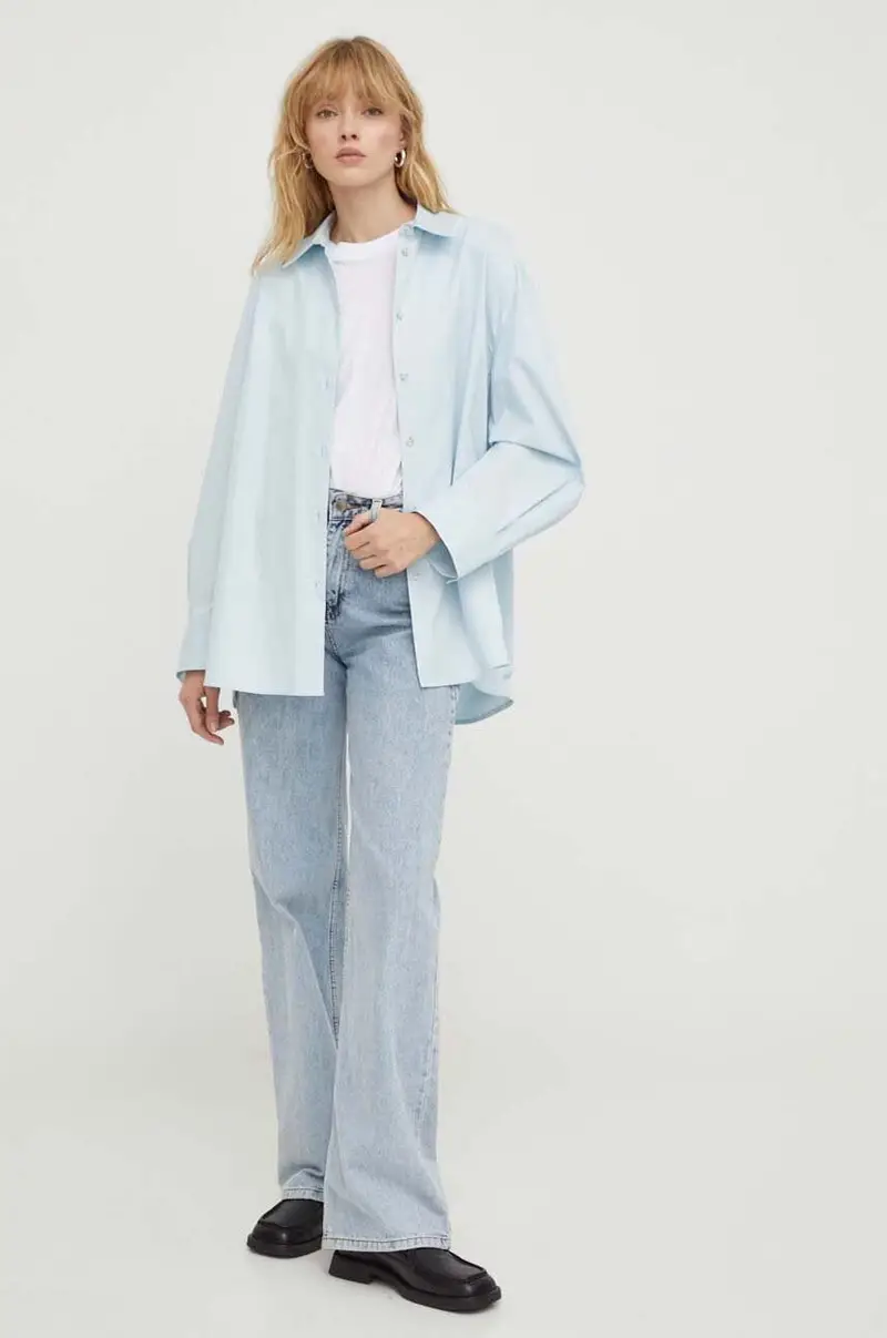 camicia in cotone donna colore blu