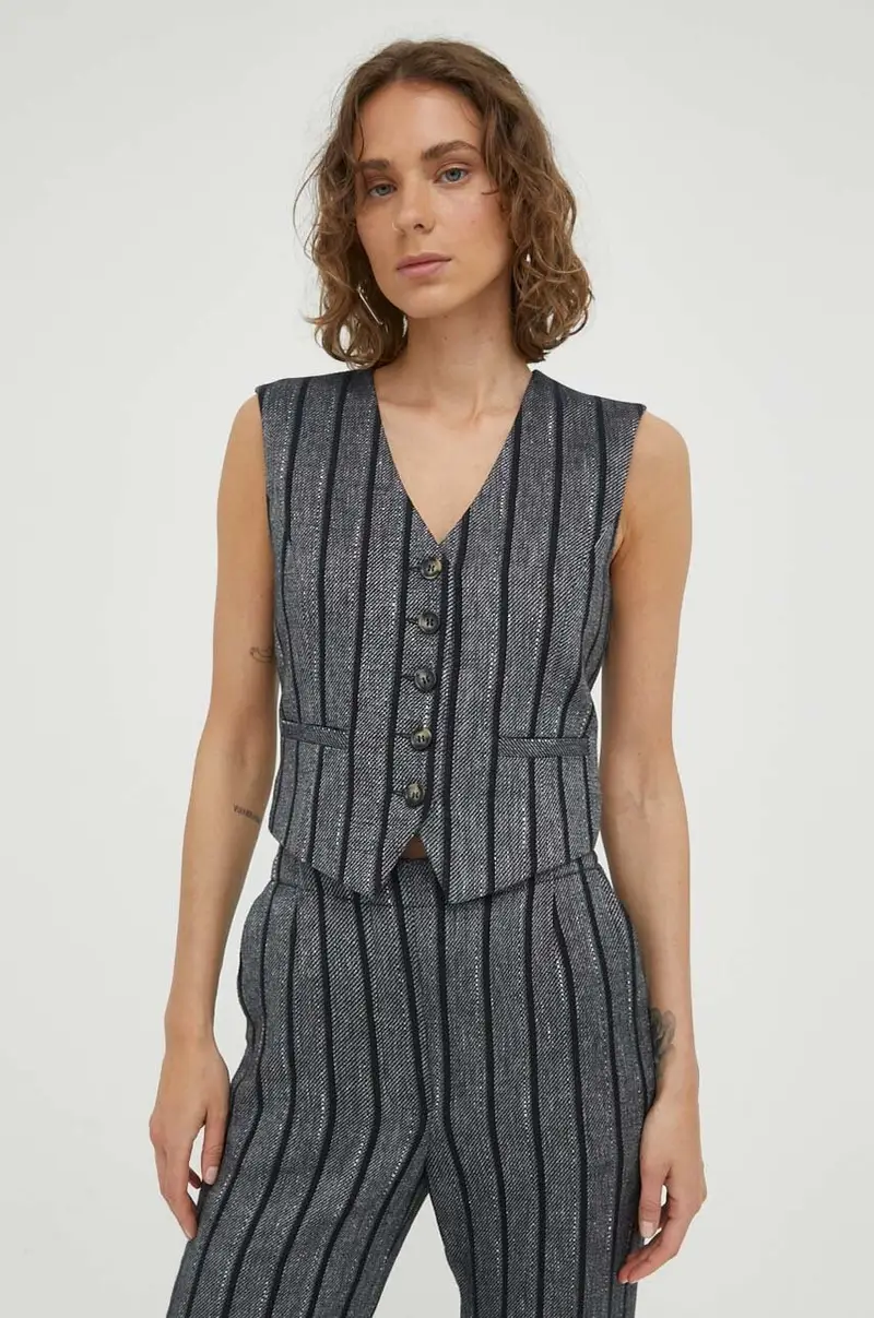 gilè con aggiunta di lino Nero