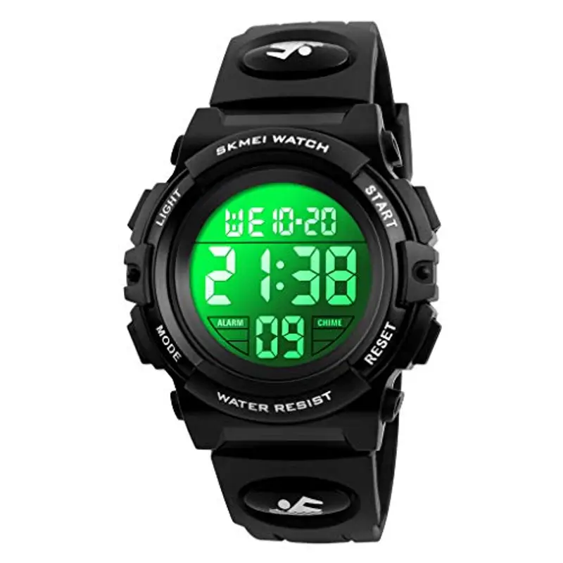 Dayllon Orologio digitale per bambini Sport all'aperto 50 m impermeabile Orologio elettronico Allarme 12/24 h Cronometro Calendario Ragazzo Ragazza Orologio analogico,Tutto Nero Xs