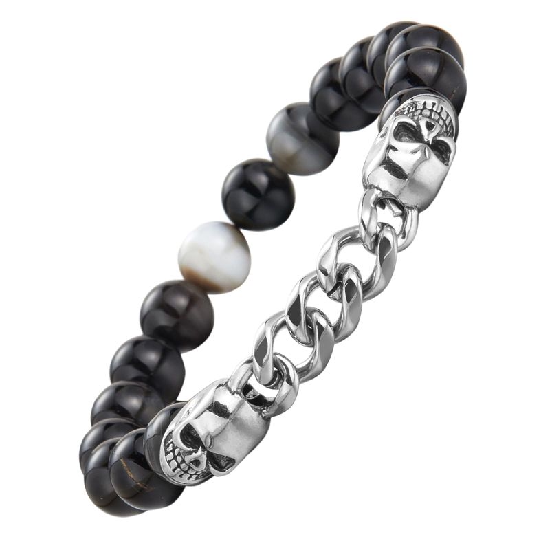 DAZYLLECO Bracciale Uomo Perline Turchese Nero