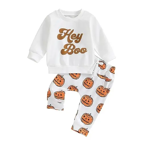 Dazzerake Vestiti Halloween Neonati Halloween Outfits Felpa Manica Lunga + Pantaloni Zucca Set Abiti Bambino