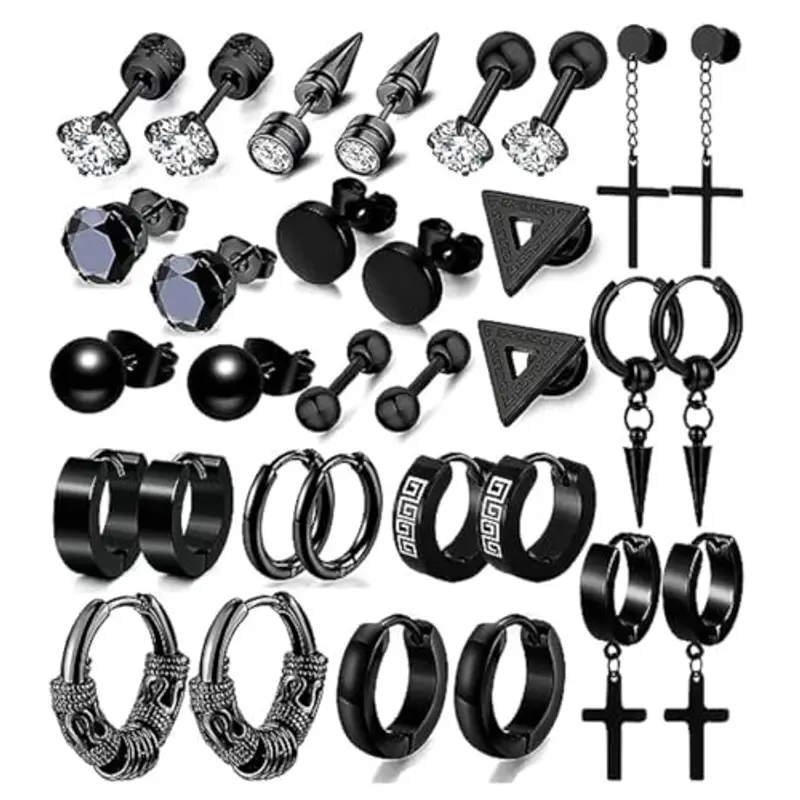 DDKY Orecchini Uomo Nero 808118