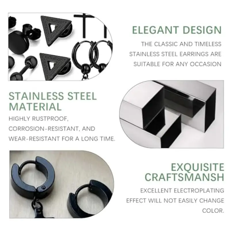 DDKY Orecchini Uomo Nero 808118 miniatura 3