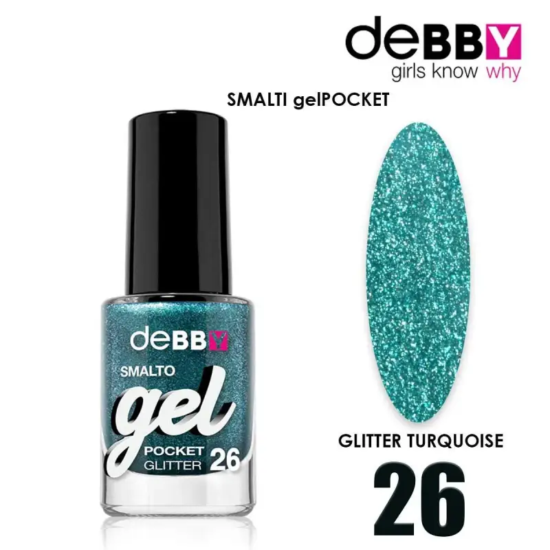 smalto gel pocket 26 glitter turquoise