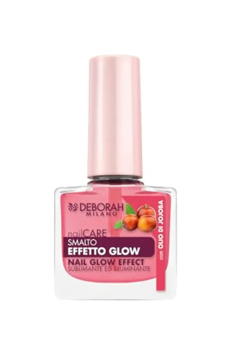 Deborah Milano - Smalto per Unghie Deboli che si Spezzano, Effetto Glow, Illumina e Sublima le Unghie, con Olio di Jojoba, Esalta il Colore Naturale delle Unghie, 8.5 ml