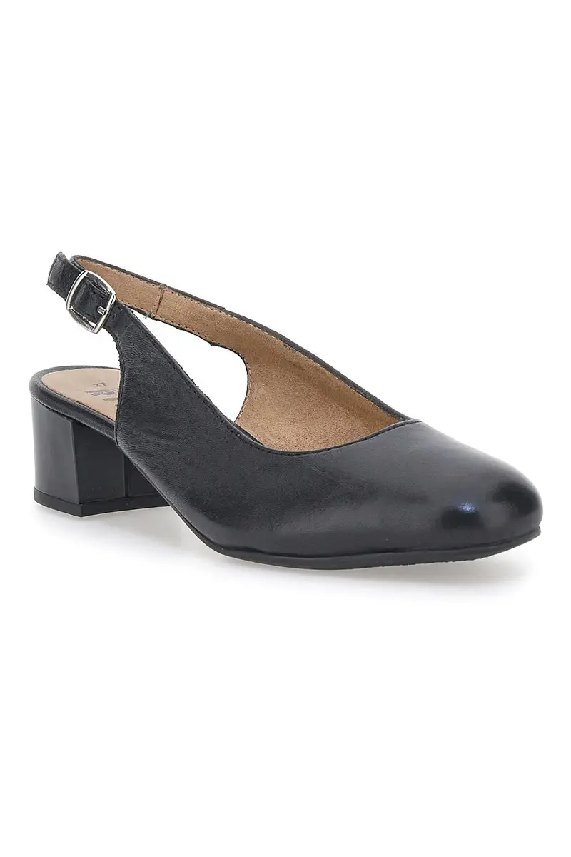 Decolleté Slingback Nere Con Tacco Basso Prima Riga 21684LIDY miniatura 2