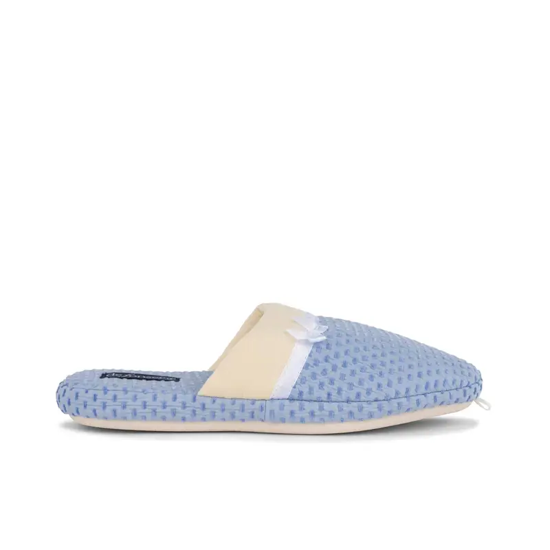 Ciabatte donna azzurre da casa con fiocchetto