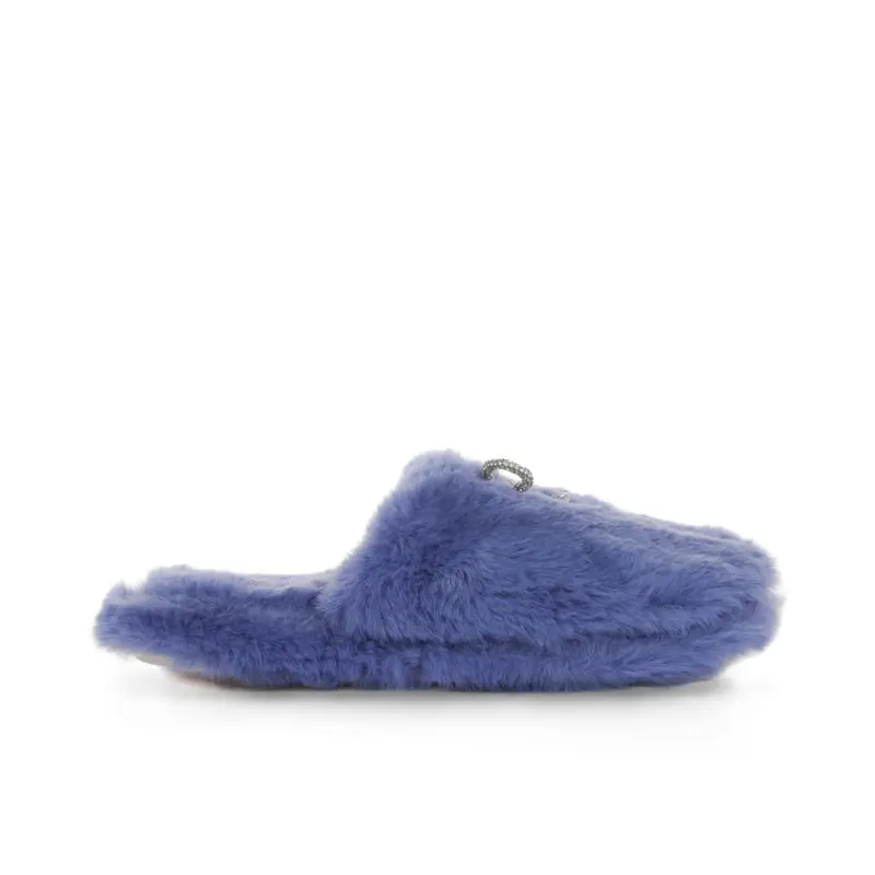 Ciabatte donna viola da casa in peluche con fiocchetto con strass