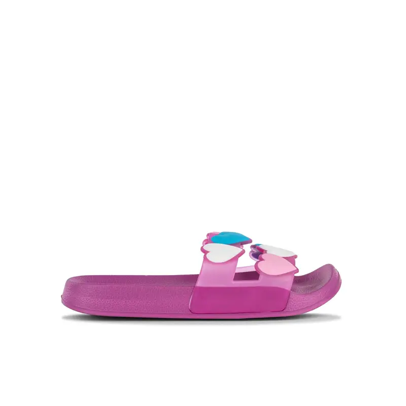 Ciabatte fucsia bambina da mare in gomma con cuori