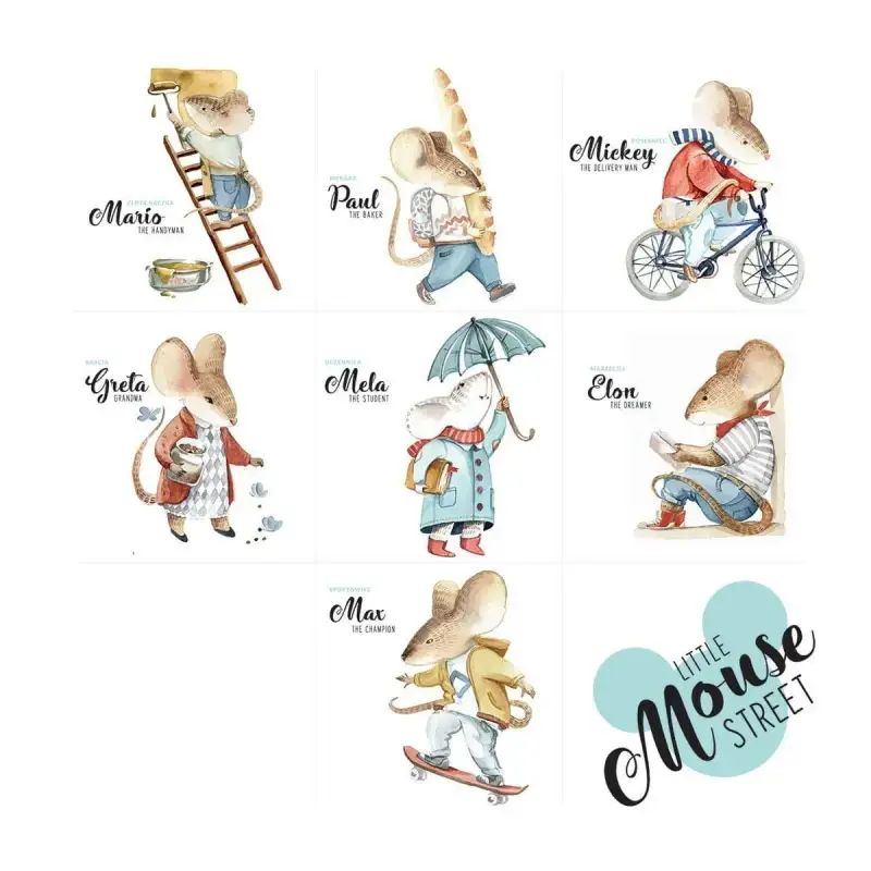 Adesivi per bambini Dekornik Little Mouse Street Set