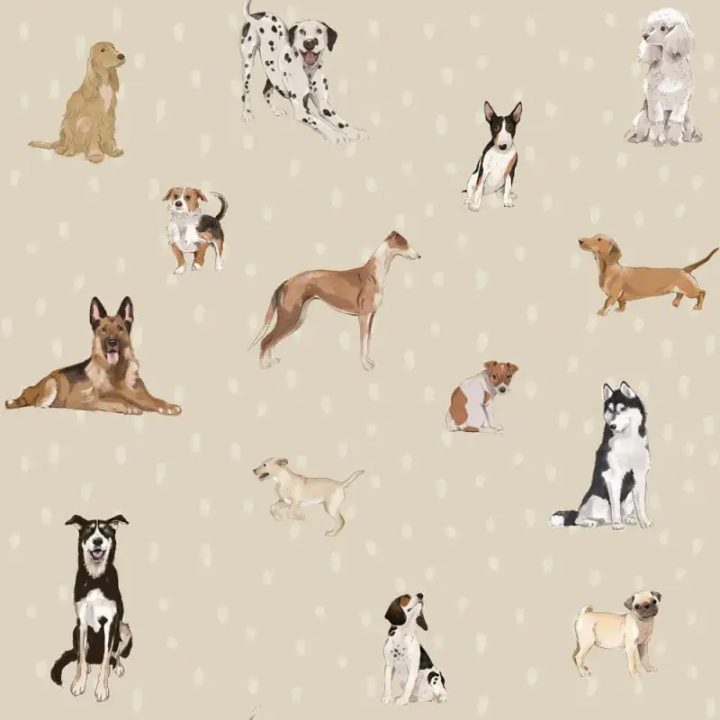 Carta da parati per bambini Dekornik Dogs Are The Best With Dots