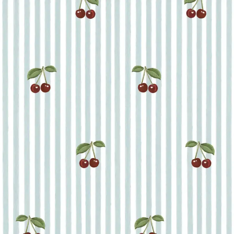Carta da parati per bambini Dekornik Little Cherries On Stripes