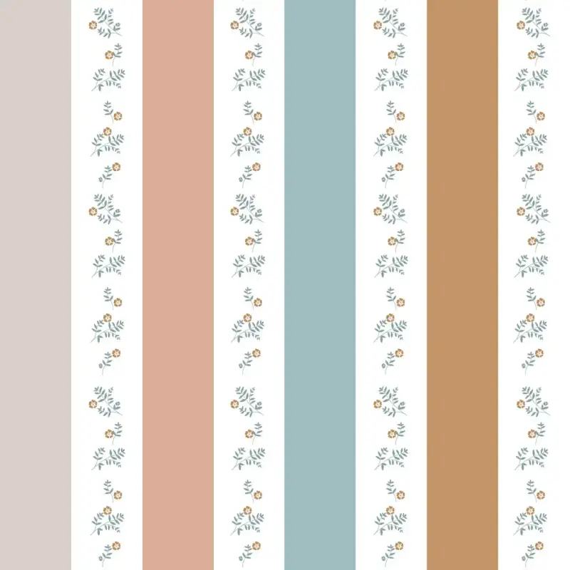 Carta da parati per bambini Dekornik Portofino Colour Stripes With Flowers