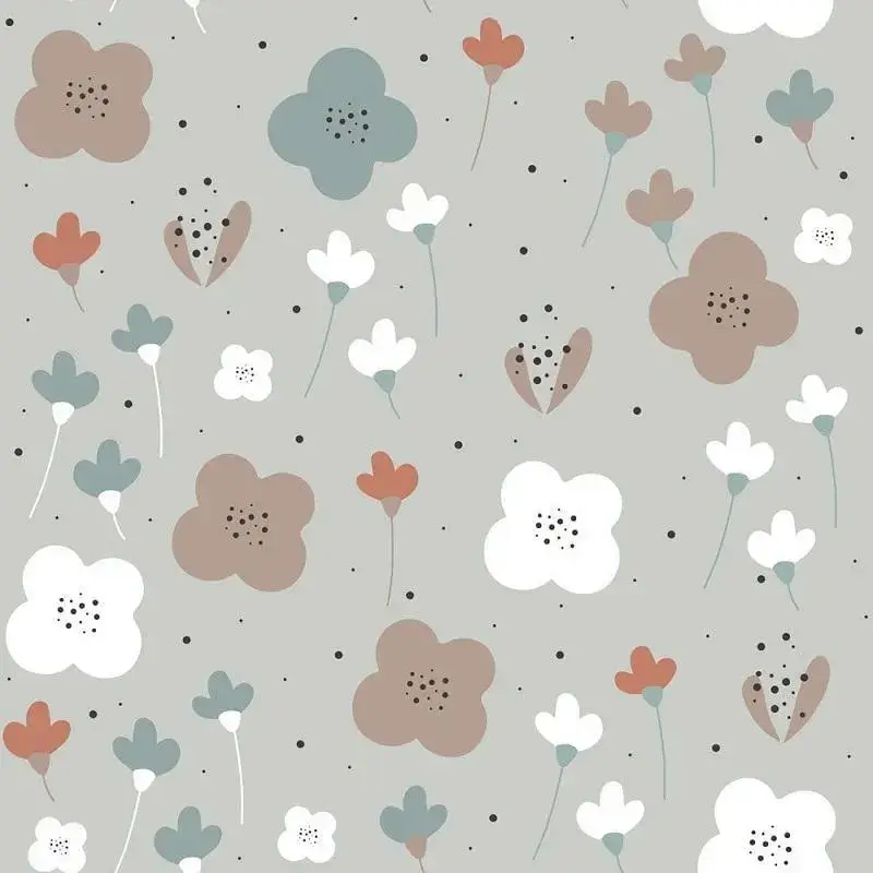 Carta da parati semplice per bambini Dekornik Oldschood Graphic Flower Pattern