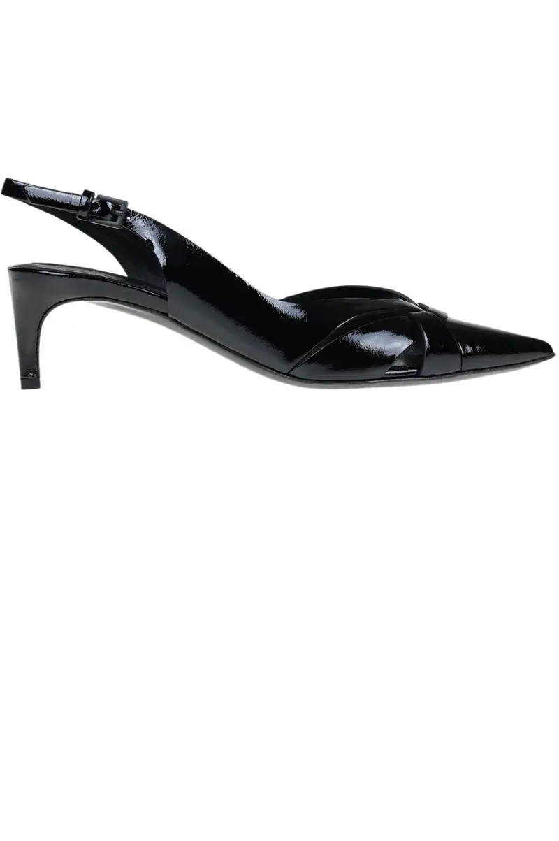Decolletè slingback in vernice Nero