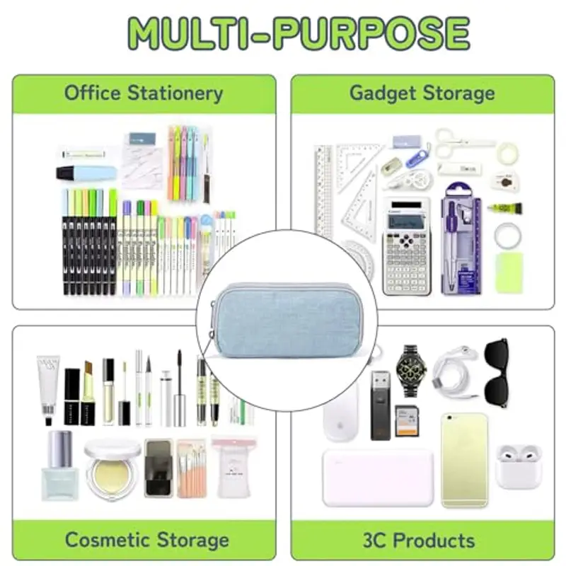 Della Gao Astuccio portamatite di grande capacità Organizer per forniture di cancelleria per ufficio, blu chiaro miniatura 3