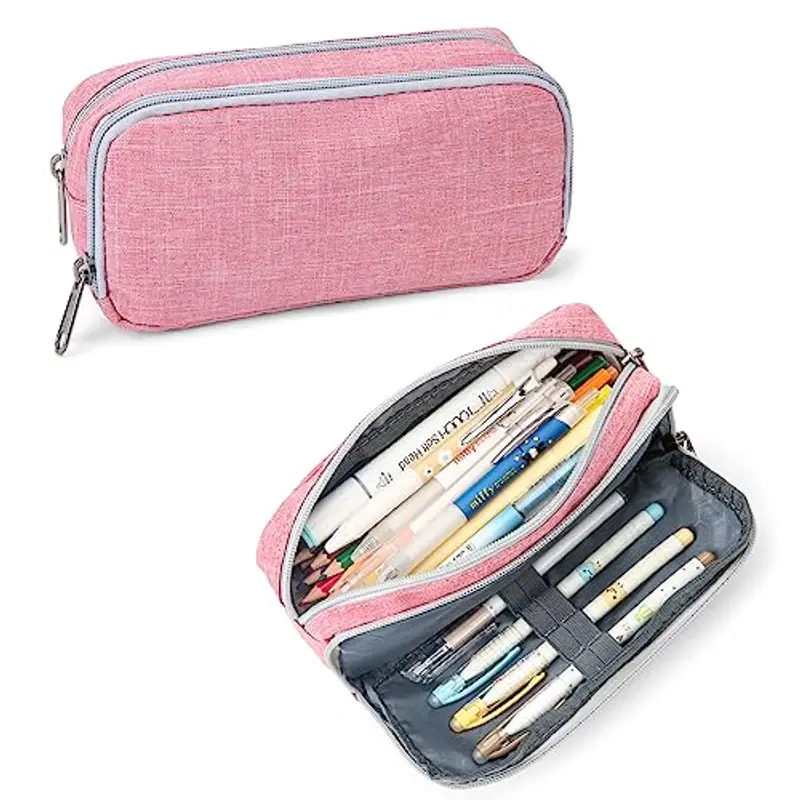 Della Gao Pencil Case Grande Capacità Matite Borsa Porta Penna Scuola Makeup Bag per le donne, Rosa