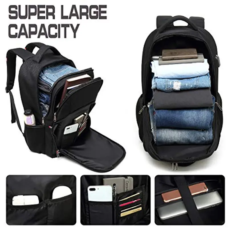 Della Gao Zaino Antifurto Zaino Porta PC Uomo Lavoro Impermeabile USB Zaini Laptop 17.3 Pollici Computer Portatile Borsa Multifunzionale Casual Viaggio Bussiness Nero miniatura 2