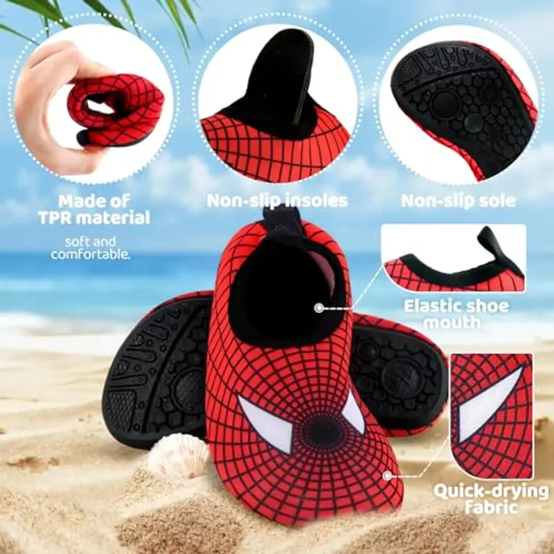 dellyy Scarpe da Acqua per Bambini, Scarpe da Spiaggia e Piscina (Rosso Ragno, Bambino Piccolo (2-5 anni), Uomo, 26, Numero, Sistema Taglie Calzature EU, Media) miniatura 3