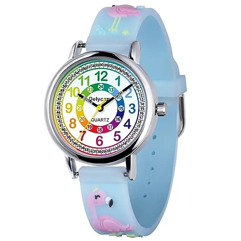 Delycazy Orologio Bambina Bambino, 12 e 24 Orario Movimento al Quarzo Orologio per Bambini, Regalo per Ragazze Ragazzi 4 5 6 7 8 9 10 Anni
