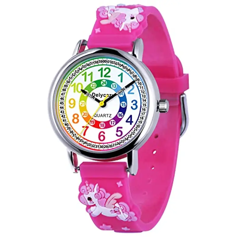 Delycazy Orologio Bambina Bambino, 12 e 24 Orario Movimento al Quarzo Orologio per Bambini, Regalo per Ragazze Ragazzi 4 5 6 7 8 9 10 Anni