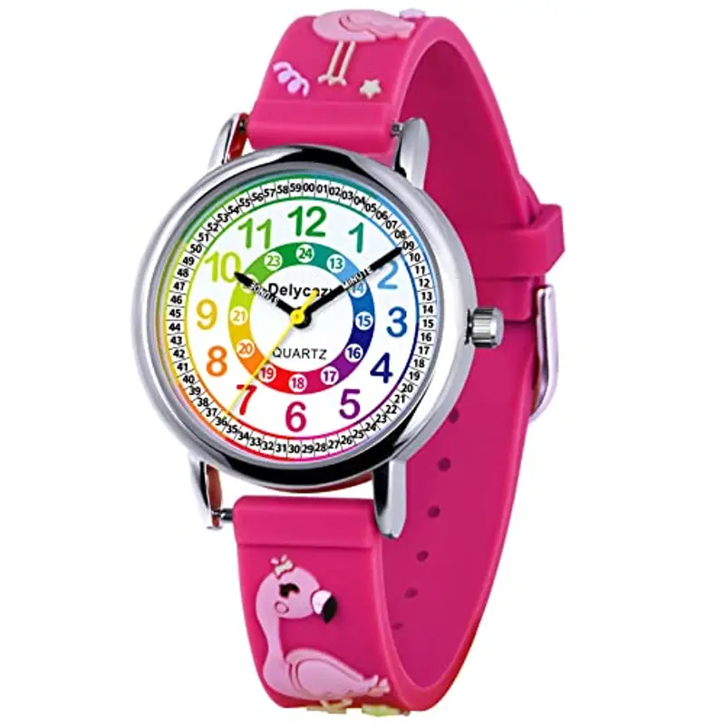 Delycazy Orologio Bambina Bambino, 12 e 24 Orario Movimento al Quarzo Orologio per Bambini, Regalo per Ragazze Ragazzi 4 5 6 7 8 9 10 Anni