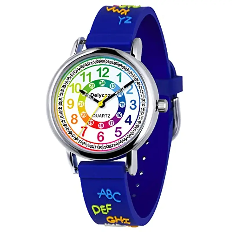 Delycazy Orologio Bambina Bambino, 12 e 24 Orario Movimento al Quarzo Orologio per Bambini, Regalo per Ragazze Ragazzi 4 5 6 7 8 9 10 Anni